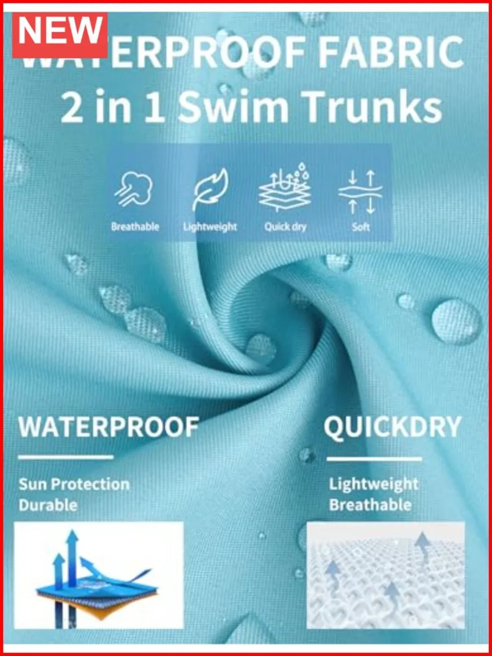 Men's Quick Dry Swim Trunks with Compression Liner UPF 50+ 9